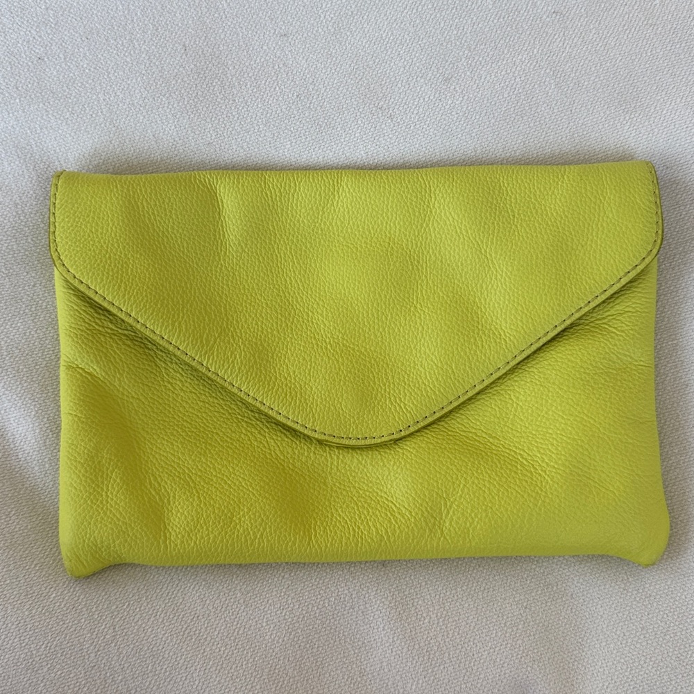 J. Crew Leather Citron colored Convertible Envelope Clutch and Shoulder Bag